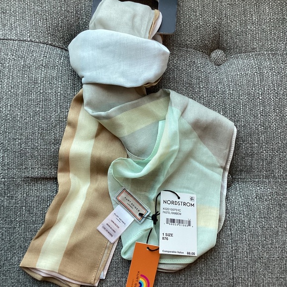 Kurt Geiger London Pastel Rainbow Oblong Scarf One Size - Picture 8 of 13